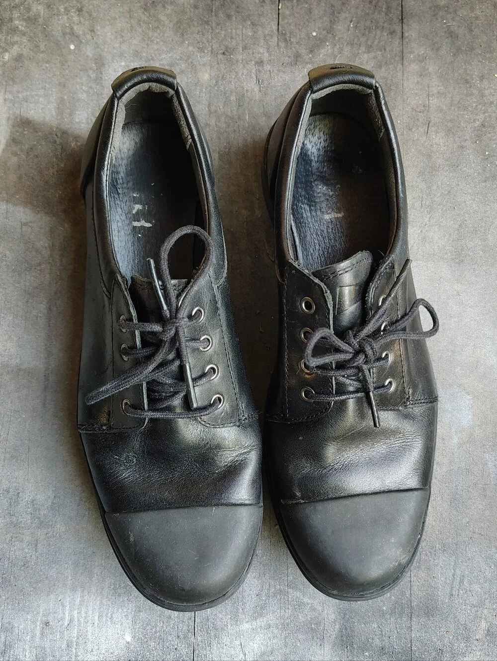 Camper Vintar Black Leather Lace Up Shoes Women's 37 US 7 Low Top Sneakers